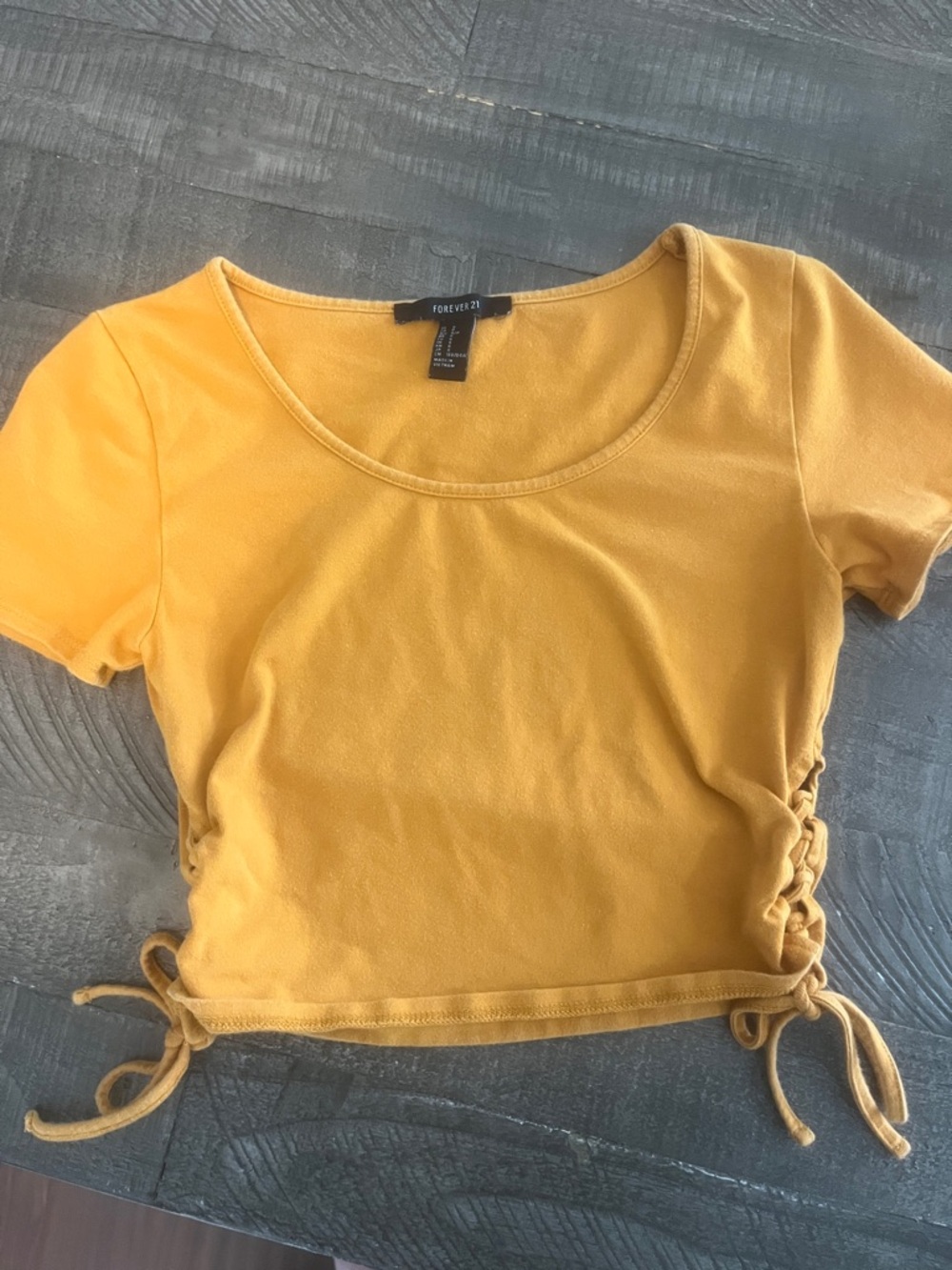 Forever 21 Yellow Side-Ruched Crop Top